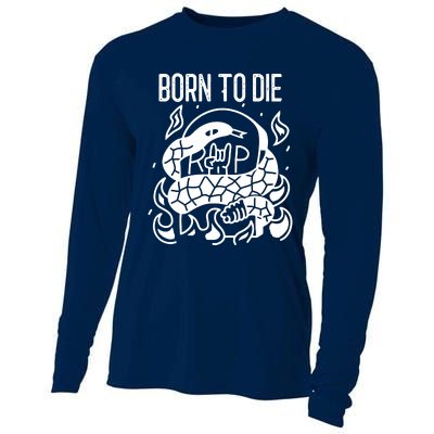 Born To Die Heavy Metal Rattlesnake Rip Tombstone Cooling Performance Long Sleeve Crew