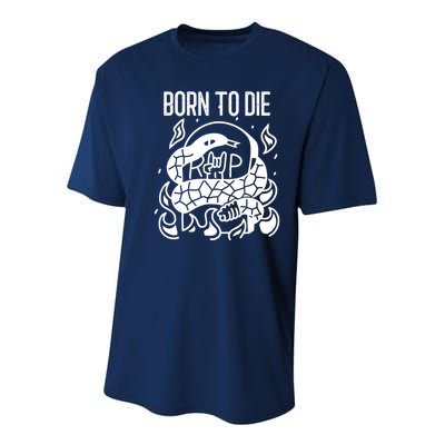 Born To Die Heavy Metal Rattlesnake Rip Tombstone Youth Performance Sprint T-Shirt