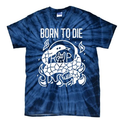 Born To Die Heavy Metal Rattlesnake Rip Tombstone Tie-Dye T-Shirt