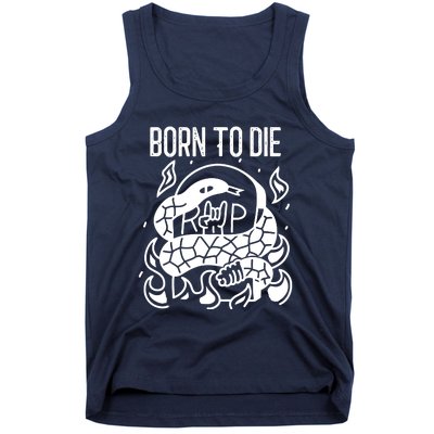 Born To Die Heavy Metal Rattlesnake Rip Tombstone Tank Top