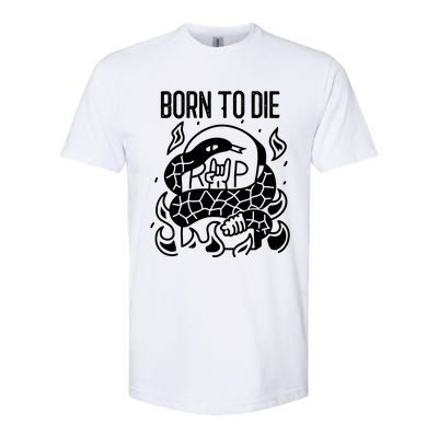 Born To Die Heavy Metal Rattlesnake Rip Tombstone Softstyle CVC T-Shirt