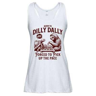 Born To Dilly Dally Forced To Pick Up The Pace Sloth Snail Ladies Essential Flowy Tank
