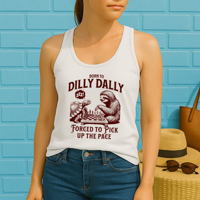 Born To Dilly Dally Forced To Pick Up The Pace Sloth Snail Womens Tank Top