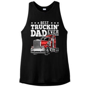 Best Truckin Dad Ever Big Rig Trucker Fathers Day Ladies PosiCharge Tri-Blend Wicking Tank