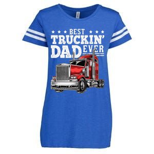 Best Truckin Dad Ever Big Rig Trucker Fathers Day Enza Ladies Jersey Football T-Shirt