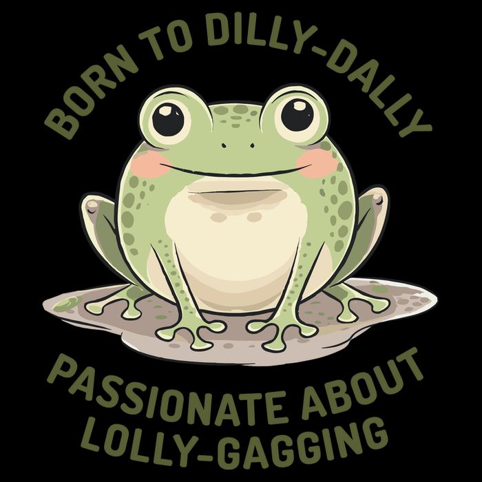 Born To Dilly Dally Funny Green Frog Meme Drawstring Bag