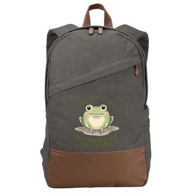 Born To Dilly Dally Funny Green Frog Meme Cotton Canvas Backpack