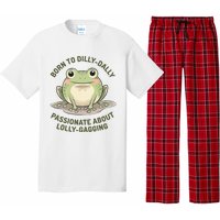 Born To Dilly Dally Funny Green Frog Meme Pajama Set