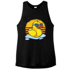 Bath Toy Duckie Cute Ducky Cool Sunglasses Retro Rubber Duck Ladies PosiCharge Tri-Blend Wicking Tank