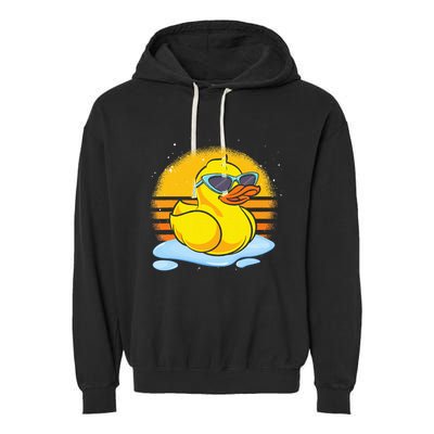 Bath Toy Duckie Cute Ducky Cool Sunglasses Retro Rubber Duck Garment-Dyed Fleece Hoodie