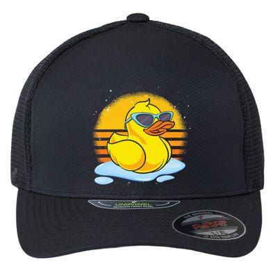 Bath Toy Duckie Cute Ducky Cool Sunglasses Retro Rubber Duck Flexfit Unipanel Trucker Cap