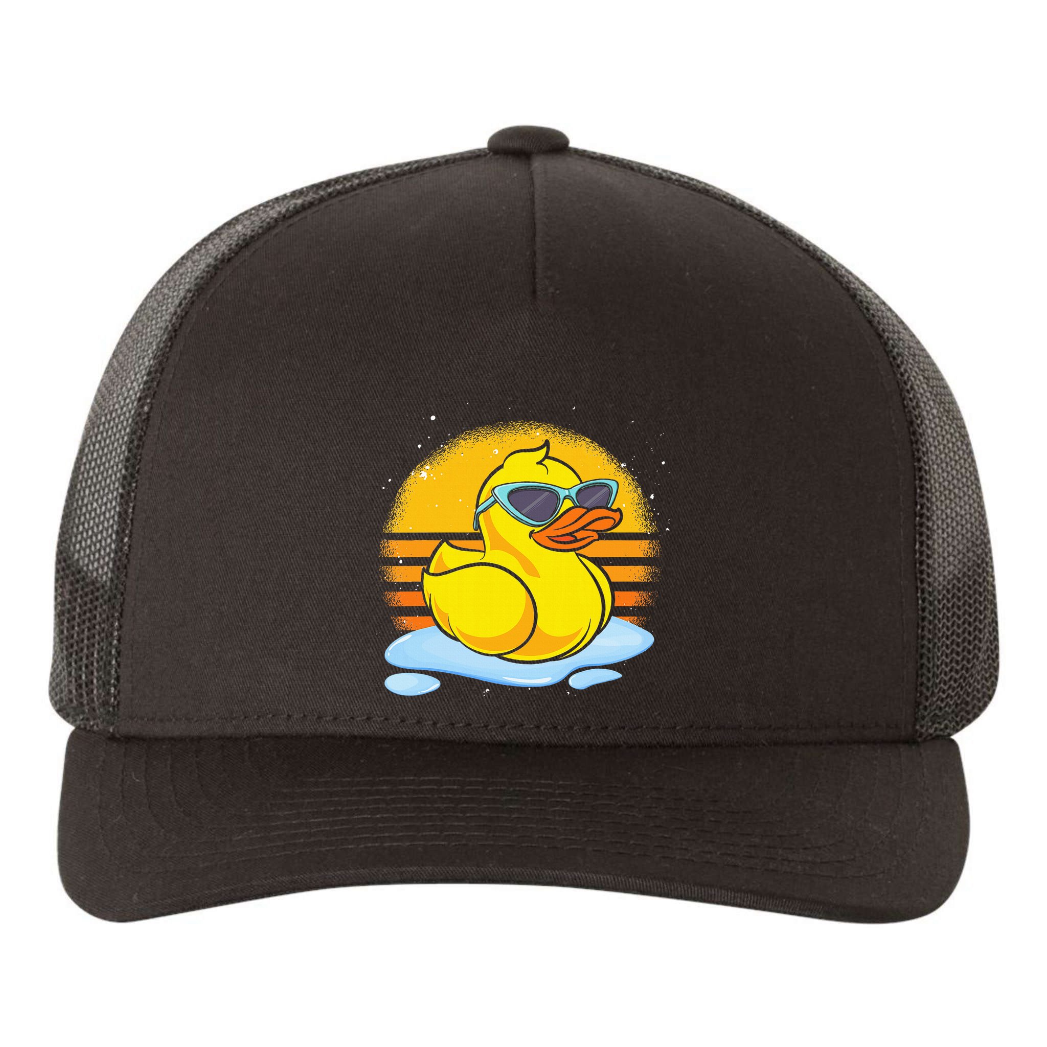 Bath Toy Duckie Cute Ducky Cool Sunglasses Retro Rubber Duck Yupoong Adult 5-Panel Trucker Hat