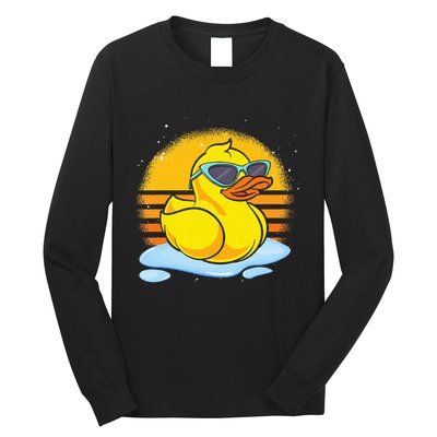 Bath Toy Duckie Cute Ducky Cool Sunglasses Retro Rubber Duck Long Sleeve Shirt
