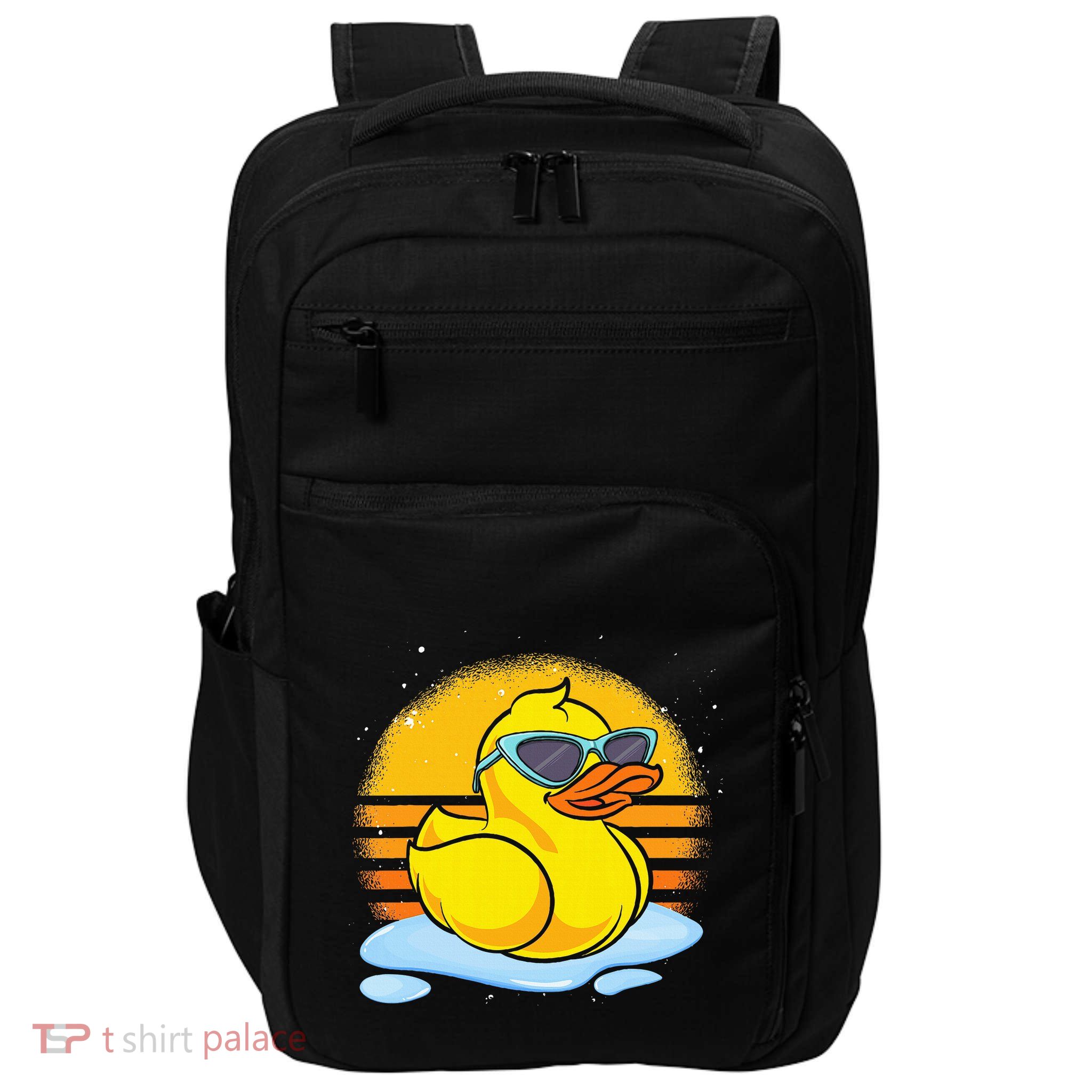 Bath Toy Duckie Cute Ducky Cool Sunglasses Retro Rubber Duck Impact Tech Backpack