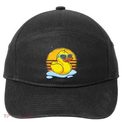 Bath Toy Duckie Cute Ducky Cool Sunglasses Retro Rubber Duck 7-Panel Snapback Hat