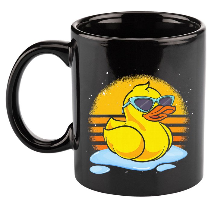 Bath Toy Duckie Cute Ducky Cool Sunglasses Retro Rubber Duck 11oz C Handle Ceramic Mug