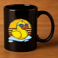 Bath Toy Duckie Cute Ducky Cool Sunglasses Retro Rubber Duck 11oz C Handle Ceramic Mug