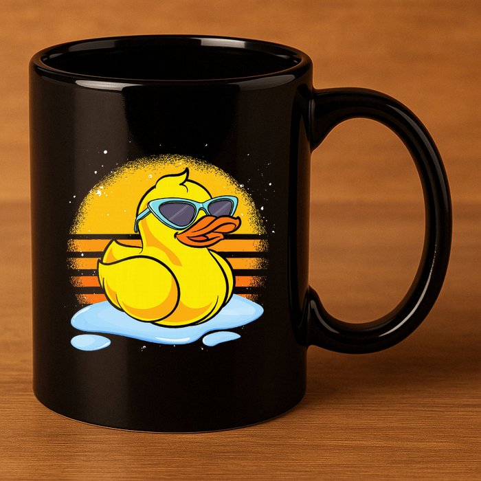 Bath Toy Duckie Cute Ducky Cool Sunglasses Retro Rubber Duck 11oz C Handle Ceramic Mug