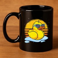 Bath Toy Duckie Cute Ducky Cool Sunglasses Retro Rubber Duck 11oz C Handle Ceramic Mug