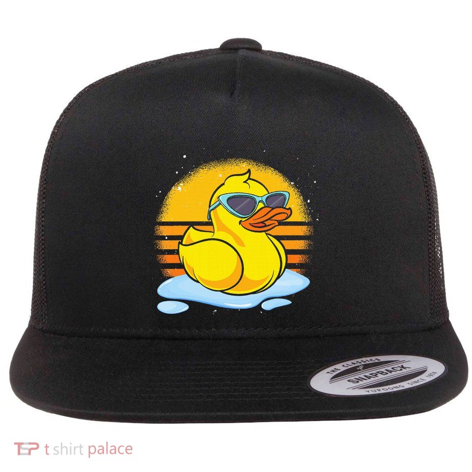 Bath Toy Duckie Cute Ducky Cool Sunglasses Retro Rubber Duck Flatbill Hat