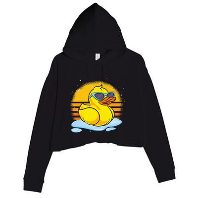 Bath Toy Duckie Cute Ducky Cool Sunglasses Retro Rubber Duck Crop Fleece Hoodie