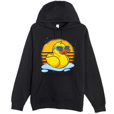 Bath Toy Duckie Cute Ducky Cool Sunglasses Retro Rubber Duck Premium Pullover Hoodie