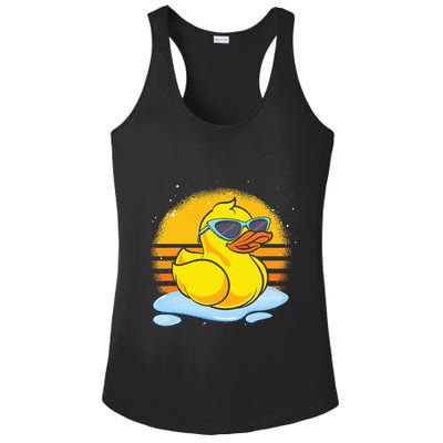 Bath Toy Duckie Cute Ducky Cool Sunglasses Retro Rubber Duck Ladies PosiCharge Competitor Racerback Tank