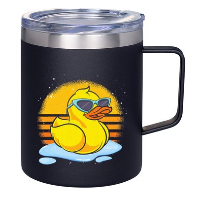 Bath Toy Duckie Cute Ducky Cool Sunglasses Retro Rubber Duck 12oz Stainless Steel Coffee Mug