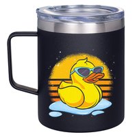 Bath Toy Duckie Cute Ducky Cool Sunglasses Retro Rubber Duck 12oz Stainless Steel Coffee Mug