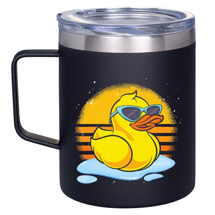 Bath Toy Duckie Cute Ducky Cool Sunglasses Retro Rubber Duck 12oz Stainless Steel Coffee Mug
