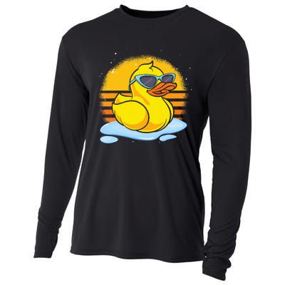 Bath Toy Duckie Cute Ducky Cool Sunglasses Retro Rubber Duck Cooling Performance Long Sleeve Crew