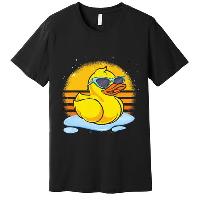 Bath Toy Duckie Cute Ducky Cool Sunglasses Retro Rubber Duck Premium T-Shirt