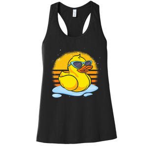 Bath Toy Duckie Cute Ducky Cool Sunglasses Retro Rubber Duck Women's Racerback Tank