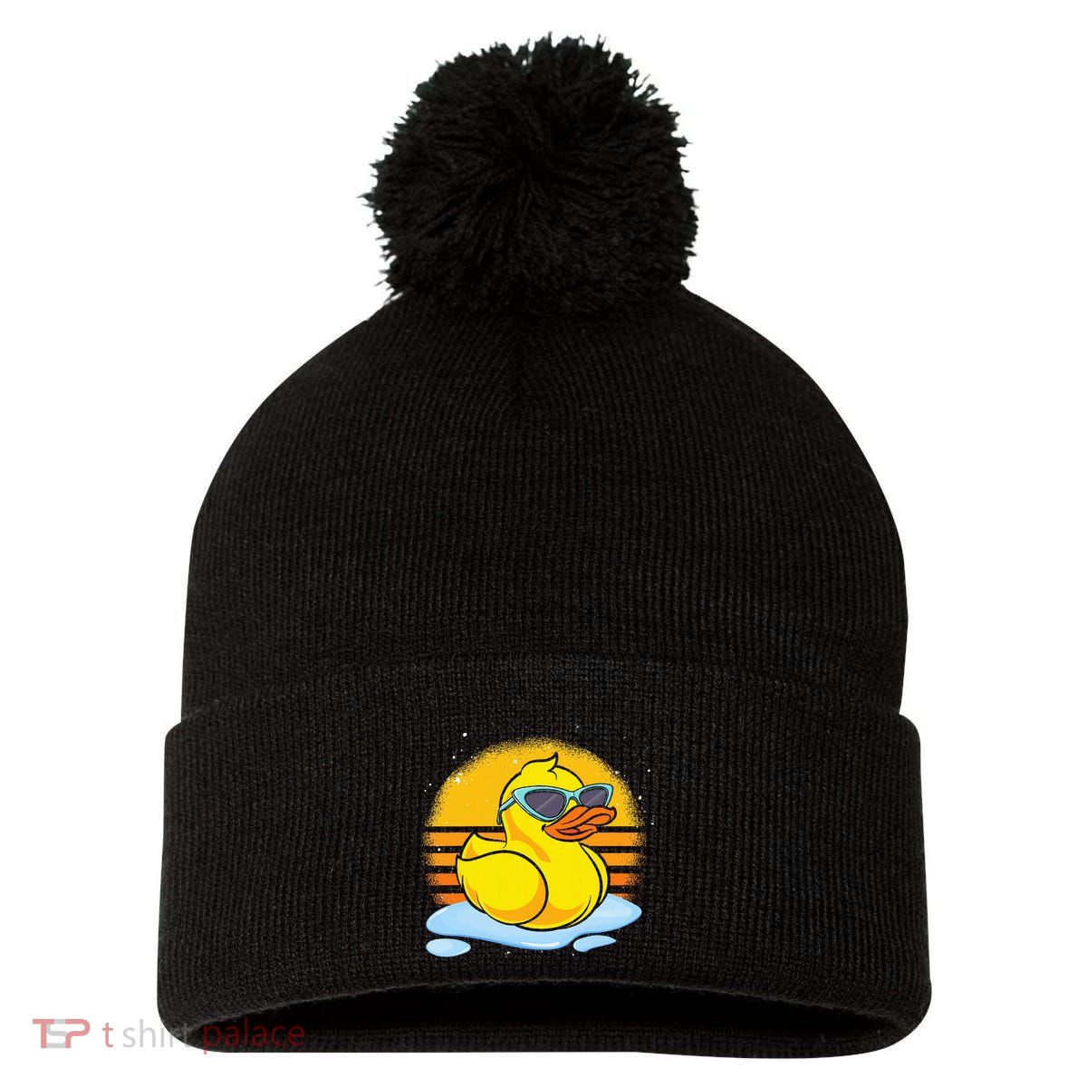 Bath Toy Duckie Cute Ducky Cool Sunglasses Retro Rubber Duck Pom Pom 12in Knit Beanie