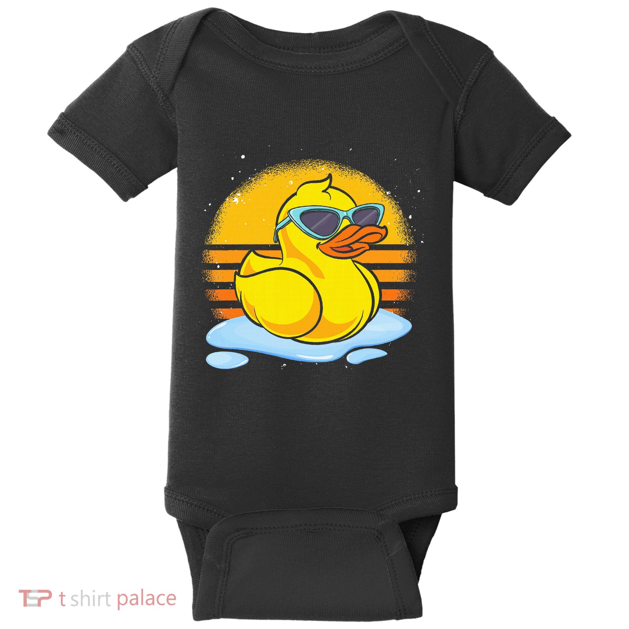 Bath Toy Duckie Cute Ducky Cool Sunglasses Retro Rubber Duck Baby Bodysuit