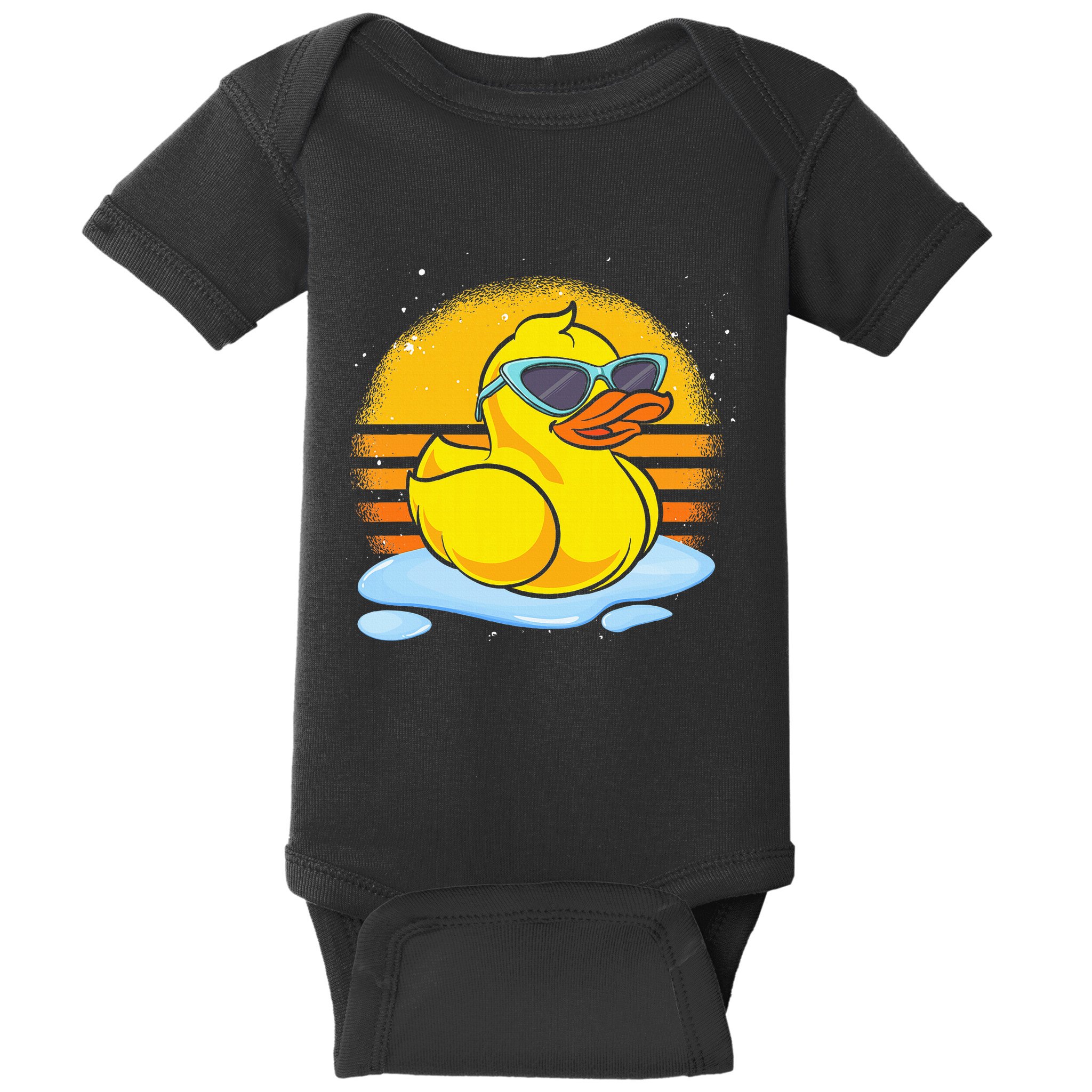 Bath Toy Duckie Cute Ducky Cool Sunglasses Retro Rubber Duck Baby Bodysuit