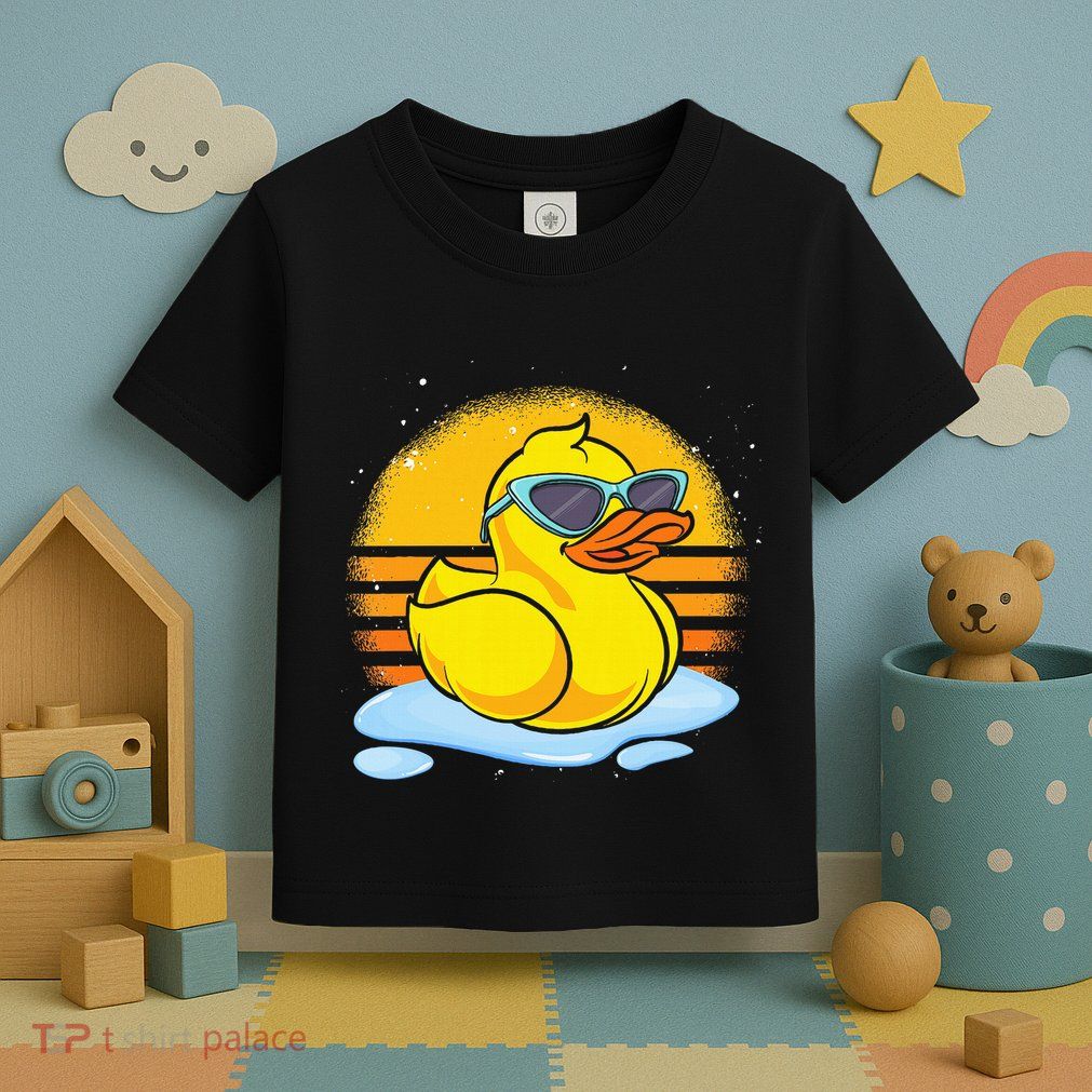 Bath Toy Duckie Cute Ducky Cool Sunglasses Retro Rubber Duck Toddler T-Shirt