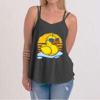 Bath Toy Duckie Cute Ducky Cool Sunglasses Retro Rubber Duck Women's Strappy Tank