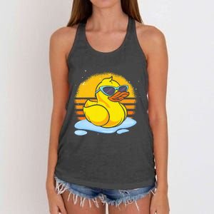 Bath Toy Duckie Cute Ducky Cool Sunglasses Retro Rubber Duck Women's Knotted Racerback Tank