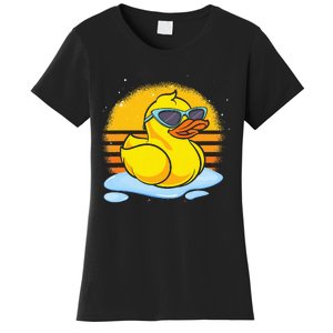 Bath Toy Duckie Cute Ducky Cool Sunglasses Retro Rubber Duck Women's T-Shirt