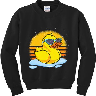 Bath Toy Duckie Cute Ducky Cool Sunglasses Retro Rubber Duck Kids Sweatshirt