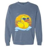 Bath Toy Duckie Cute Ducky Cool Sunglasses Retro Rubber Duck Garment-Dyed Sweatshirt