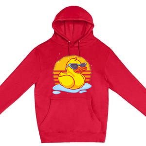 Bath Toy Duckie Cute Ducky Cool Sunglasses Retro Rubber Duck Premium Pullover Hoodie