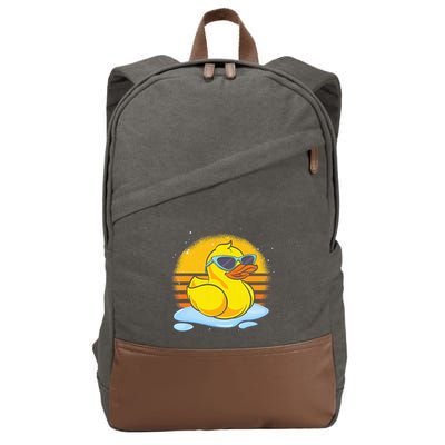 Bath Toy Duckie Cute Ducky Cool Sunglasses Retro Rubber Duck Cotton Canvas Backpack