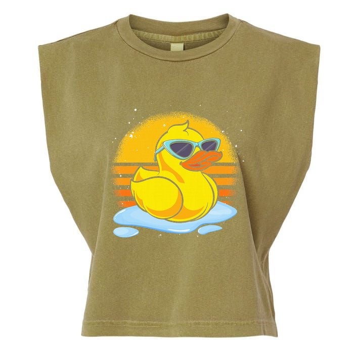 Bath Toy Duckie Cute Ducky Cool Sunglasses Retro Rubber Duck Garment-Dyed Women's Muscle Tee