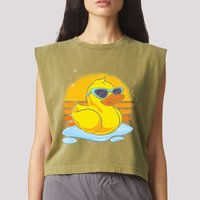Bath Toy Duckie Cute Ducky Cool Sunglasses Retro Rubber Duck Garment-Dyed Women's Muscle Tee