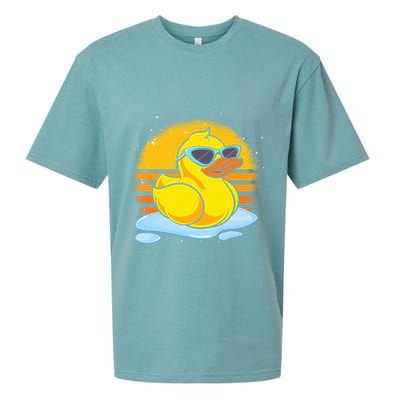 Bath Toy Duckie Cute Ducky Cool Sunglasses Retro Rubber Duck Sueded Cloud Jersey T-Shirt