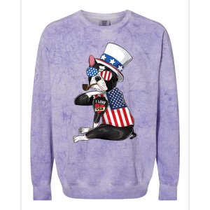 Boston Terrier Dog Merica 4th Of July Usa American Flag Men Colorblast Crewneck Sweatshirt