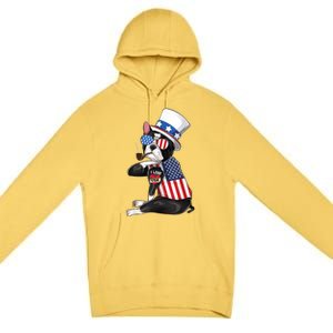 Boston Terrier Dog Merica 4th Of July Usa American Flag Men Premium Pullover Hoodie