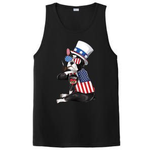 Boston Terrier Dog Merica 4th Of July Usa American Flag Men PosiCharge Competitor Tank